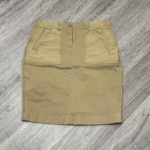 J. Crew Dresses & Skirts - J.Crew City Fit Khaki Utility Skirt Size 12 Tan Cotton Blend Stretch 77388